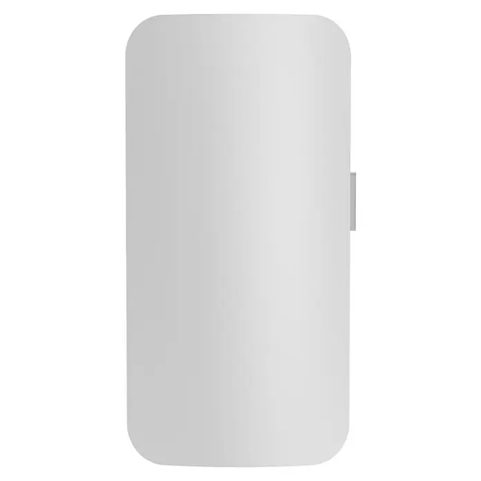 ClimaStar Speichersteinheizung WiFi Curve - Raumgröße bis ca. 18 m², Pearl White - Ein schlichter weißer Wandschrank mit abgerundeten Ecken und einem kleinen Griff, der sich ideal für Badezimmer oder kleine Räume eignet.