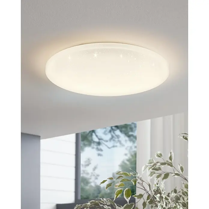 Eglo LED-Deckenleuchte rund POGLIOLA-S - 15,6 W, Ø x H: 31 x 5,5 cm, Neutralweiß, IP20 - Ein strahlender runder Deckenleuchte mit Sternenmuster sorgt für eine gemütliche Atmosphäre in jedem Raum.