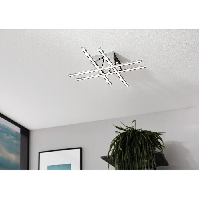 Eglo LED-Deckenleuchte Lasana 1 (24 W, L x B x H: 50 x 50 x 9,5 cm, Chrom) | BAUHAUS