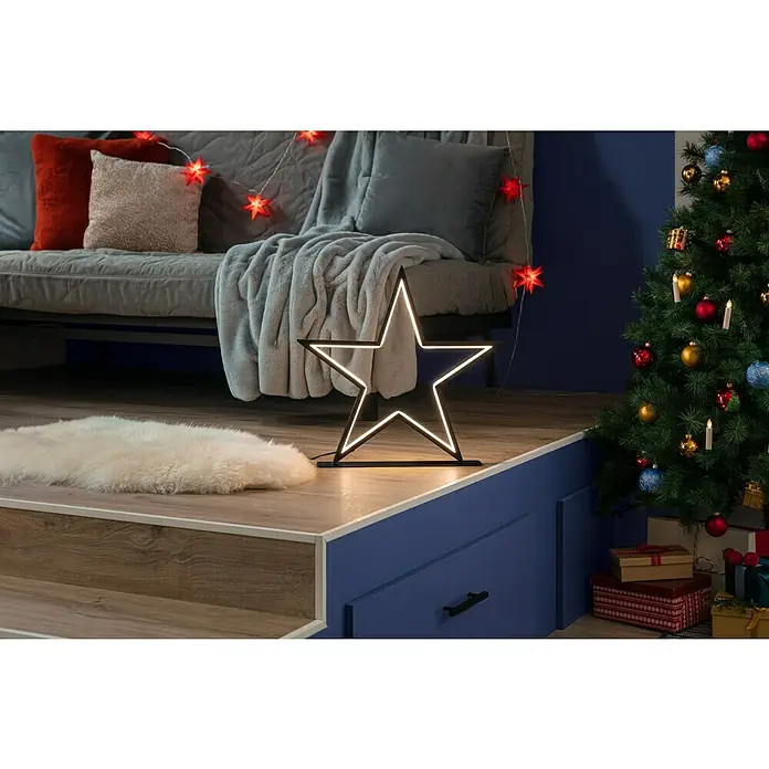 swingcolor Buntlack Acryl - Enzianblau, Seidenmatt, 375 ml, Wasserbasiert - Weihnachtliche Wohnzimmerdekoration mit beleuchtetem Stern, Baum und kuscheliger Einrichtung für festliche Stimmung.\n