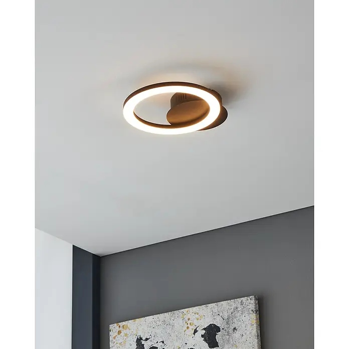 Eglo LED-Deckenleuchte PARRAPOS-Z - 12 W, L x B x H: 20 x 24 x 24 cm, Schwarz - Moderne Deckenleuchte mit ringförmigem LED-Design. Elegante Beleuchtung für ein stilvolles Ambiente im Wohnraum mit diesem Lichtelement.