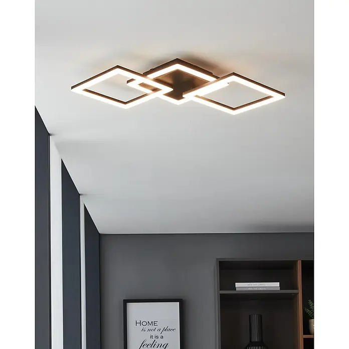 Eglo LED-Deckenleuchte PARANDAY-Z - 32,4 W, L x B x H: 65 x 31 x 6 cm, Schwarz - Moderne LED-Deckenleuchte mit quadratischem Design. Perfekt für Wohnzimmer und Schlafzimmer, bietet stilvolle Beleuchtung und ein elegantes Ambiente.