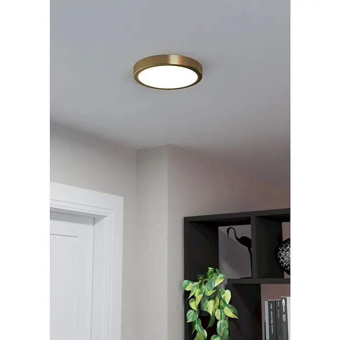 Eglo LED-Deckenleuchte rund FUEVA 5 - 17 W, Ø x H: 210 mm x 2,8 cm, Gold, Warmweiß - Deckenleuchte in Goldoptik: Eine stilvolle und moderne Beleuchtungslösung für jeden Raum. Sorgt für angenehmes Licht.