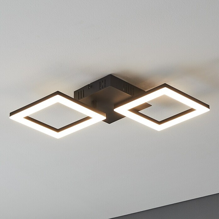 Eglo Led-plafondlamp PARANDAY-Z (15,5 W, l x b x h: 47 x 22,5 x 6 cm, Zwart) | BAUHAUS