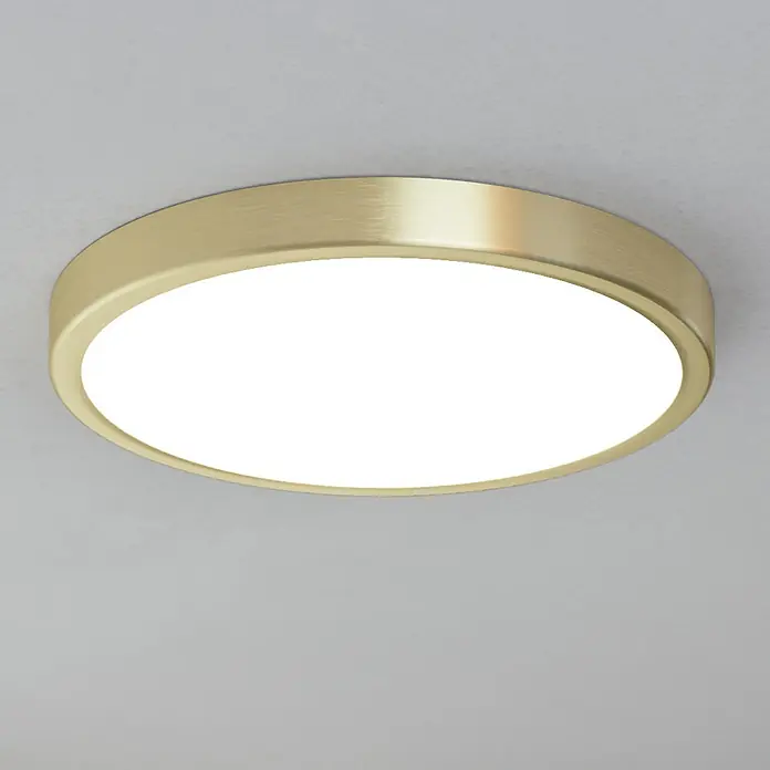Eglo LED-Deckenleuchte rund FUEVA 5 - 20,5 W, Ø x H: 285 mm x 2,8 cm, Gold, Warmweiß - Goldene Deckenleuchte mit einem hellen, runden Diffusor, ideal für eine stilvolle und effiziente Beleuchtung in jedem Raum.