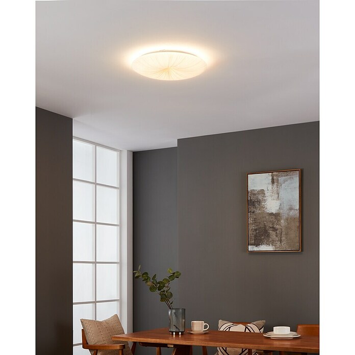 Eglo LED-Deckenleuchte rund NIEVES 1 (19,5 W, Ø x H: 41 x 6,5 cm, Weiß/Gold, Warmweiß) | BAUHAUS