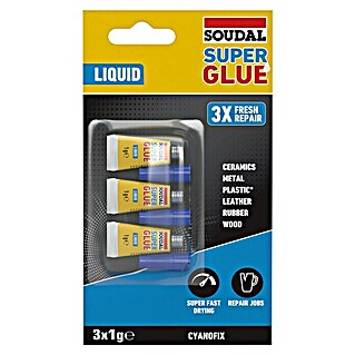 Soudal Adhesivo instantáneo Super Glue Líquido (3 g, 3 ud.)