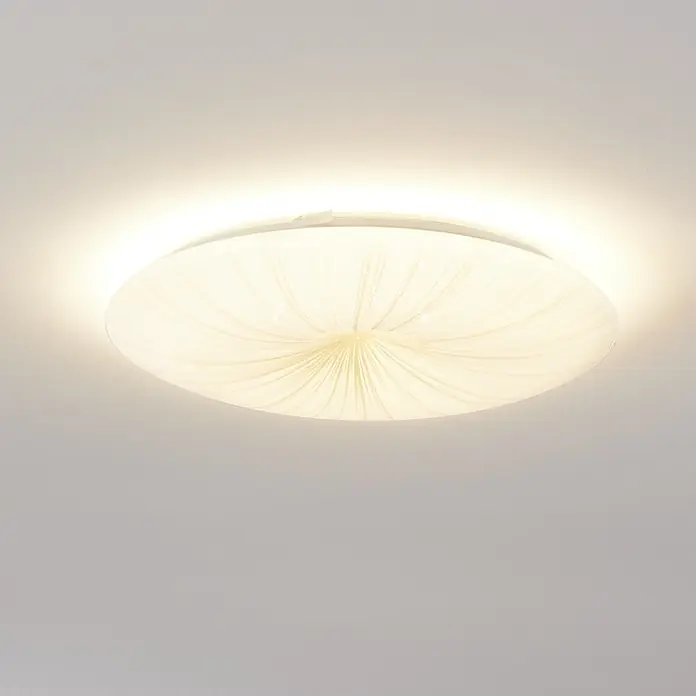 Eglo LED-Deckenleuchte rund NIEVES 1 - 19,5 W, Ø x H: 41 x 6,5 cm, Weiß/Gold, Warmweiß - Elegante Deckenleuchte mit einem sanften, diffusen Licht, ideal für eine gemütliche Atmosphäre im Raum.