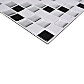Samoljepljiva mozaik pločica (4 kom, 25,4 x 25,5 cm, Crno / bijelo, Sjajno)