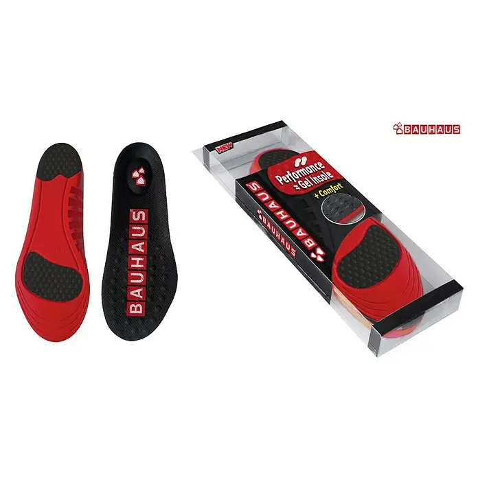 BAUHAUS Plantilla de calzado - Talla de pie: 39 - Plantillas de gel Bauhaus Performance para mayor comodidad durante el deporte o el uso diario en rojo y negro.