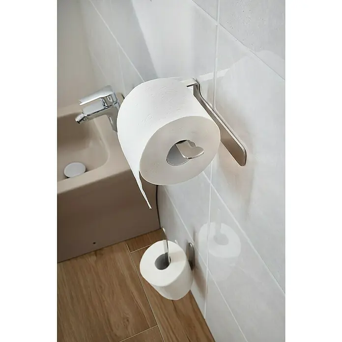 Camargue Antwerpen Papierrollenhalter - 16,5 x 9 x 5,5 cm, Edelstahl, Matt - Aufnahme einer WC-Rolle an der Wand, mit einem weiteren Ersatz unterhalb, für den täglichen Bedarf.
