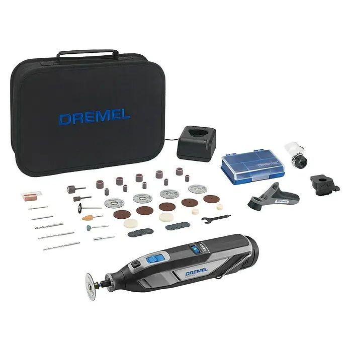 Dremel Akku-Multifunktionswerkzeug 8240-3/45 - 12 V, 1 Akku, 2 Ah, Inkl. 3 Aufsätzen und 45 Zubehören - Dremel Akku-Multifunktionswerkzeug Set mit Zubehör und Aufbewahrungstasche, ideal für Heimwerker und Bastler.