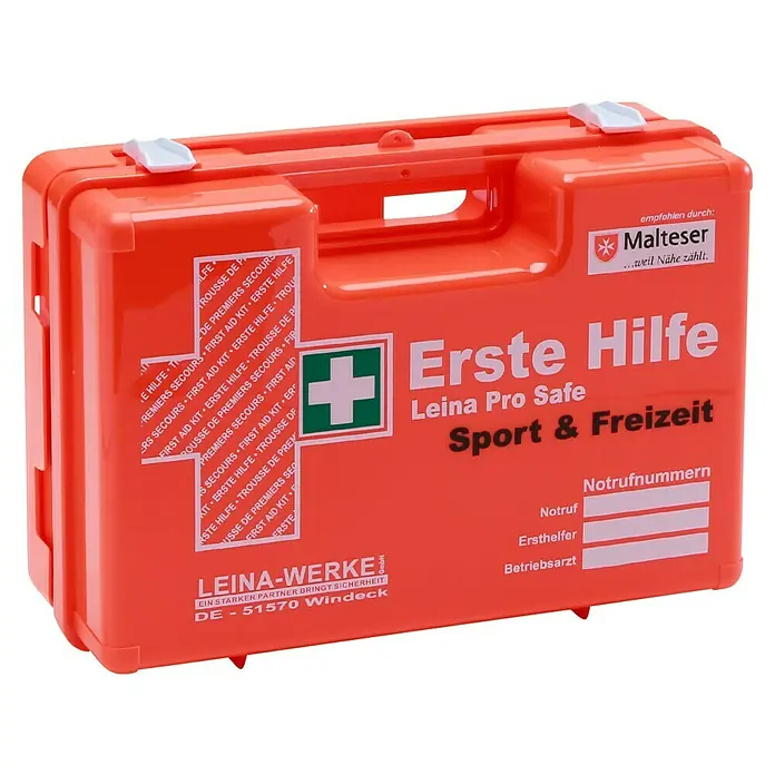 Leina-Werke Erste-Hilfe-Koffer Pro Safe Sport & Freizeit - DIN 13157, Sport, Orange - Erste Hilfe Koffer von Leina-Werke: Praktisch für Sport und Freizeit, enthält alles für die Erstversorgung im Notfall. Empfohlen von Malteser.
