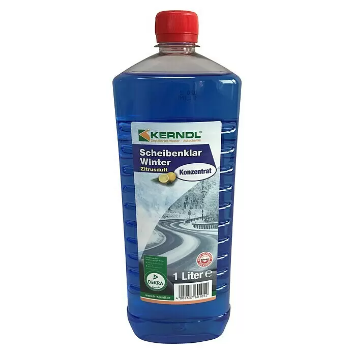 Scheibenfrostschutz-Konzentrat - 1 l - Blaue Plastikflasche Kernndl Scheibenreiniger-Konzentrat mit rotem Verschluss.