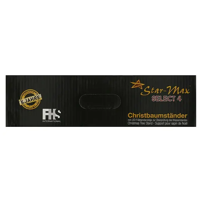 Christbaumständer SELECT 4 - 40 x 10,7 cm, Kunststoff, Rund - Karton mit dem Star-Max SELECT 4 Christbaumständer, mit LED-Füllstandsanzeige zur Überprüfung des Wasserstandes.