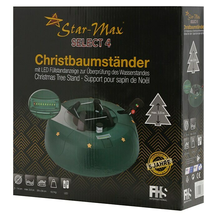 Christbaumständer SELECT 4 (Max. Baumlänge: 3,5 m, Max. Stammdurchmesser: 14 cm, Fassungsvermögen Wassertank: 3,5 l, Rundum-Einseil-Technik) | BAUHAUS