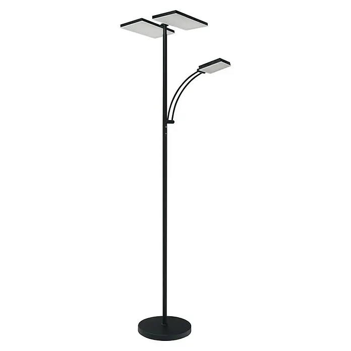 Tween Light LED-Deckenfluter Chicago - 36 W, Höhe: 180 cm, Schwarz-matt, Warmweiß - Die moderne Stehlampe mit drei Leuchten in quadratischer Form sorgt für stilvolle Beleuchtung in jedem Raum. Ihr schlankes Design fügt sich nahtlos ein.