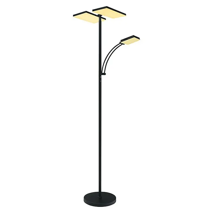 Tween Light LED-Deckenfluter Chicago - 36 W, Höhe: 180 cm, Schwarz-matt, Warmweiß - Stehleuchte mit drei Lampenarmen und quadratischen Lampenschirmen, ideal für modernes Ambiente und gezielte Beleuchtung.