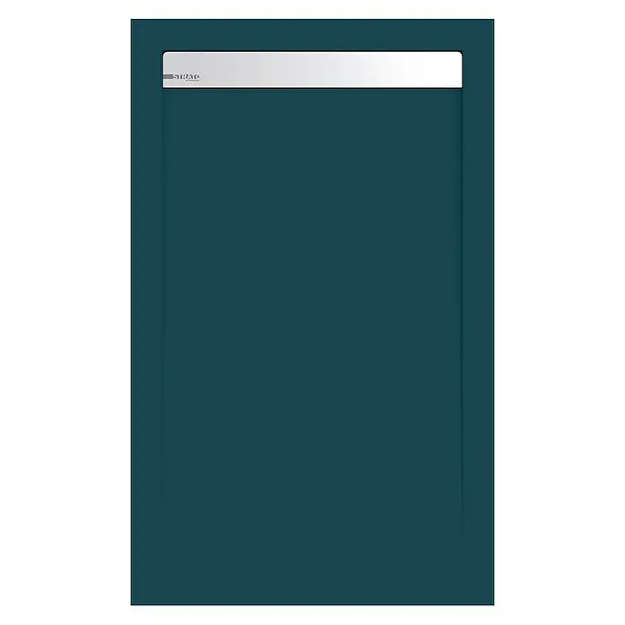 Torvisco Plato de ducha Karma - L x An: 70 x 120 cm, Material compuesto, Grafito - Elegante plato de ducha Strato en color verde azulado oscuro con desagüe minimalista plateado. Diseño de baño moderno para una experiencia.