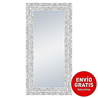 Espejo con marco Delhi (58 x 148 cm, Blanco/plata, Madera)