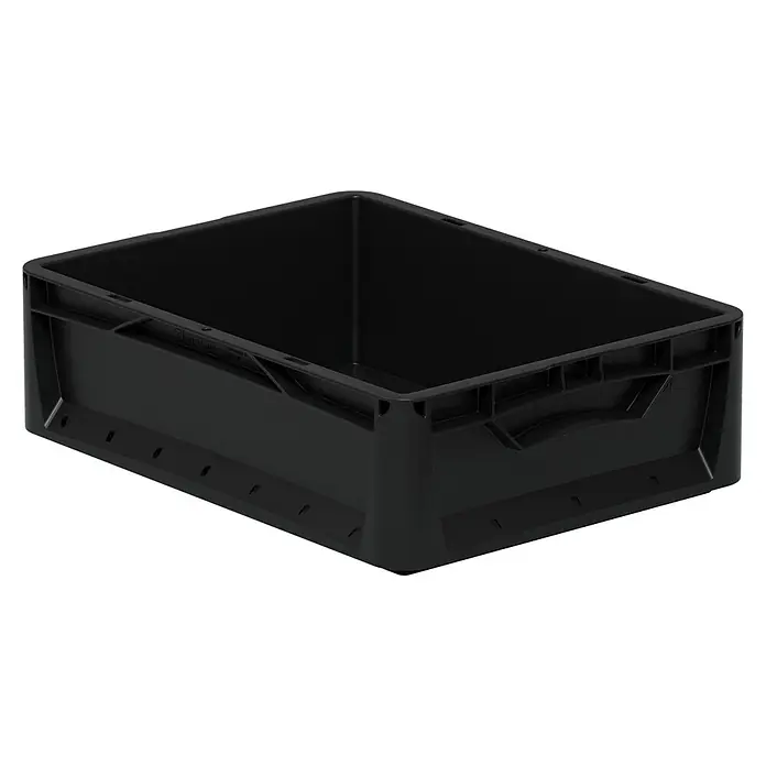 Surplus Systems Eurobox - L x B x H: 40 x 30 x 12 cm, Kunststoff, Schwarz - Schwarze Kunststoffbox, ideal für Lagerung und Transport. Robust und vielseitig einsetzbar. Praktische Griffe für einfachen Transport.