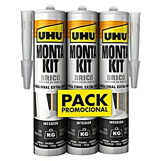 UHU Adhesivo para montaje Montakit Brico (3 ud., 440 g, Crema)
