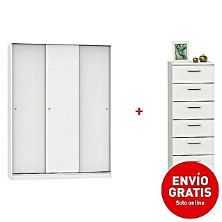 Muebles Pitarch Armario con puertas correderas y cómoda Tibet (2 pzs., Blanco)
