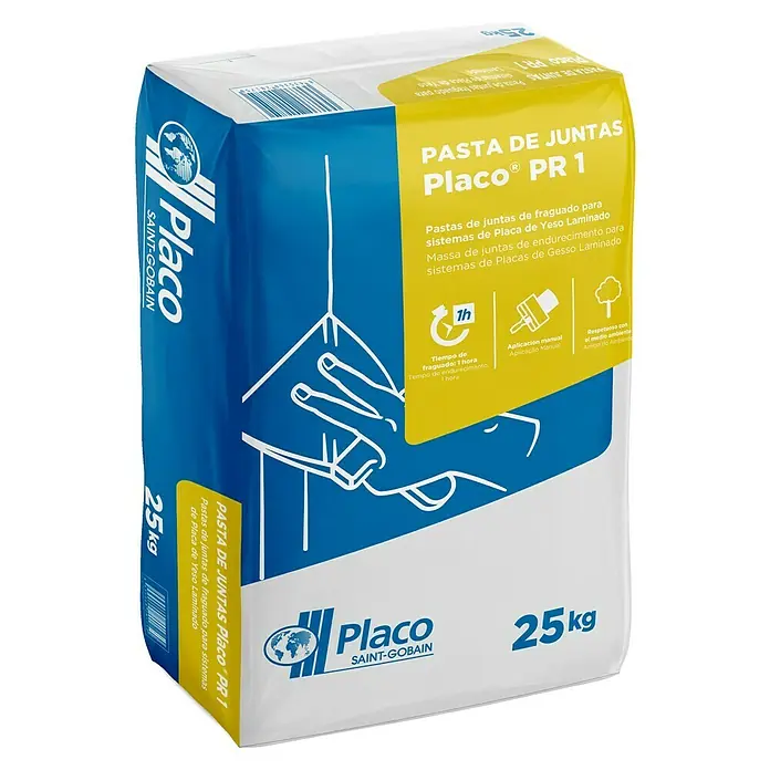 Placo Saint-Gobain Masilla para juntas PR 1 - 25 kg - Saco de 25 kg de pasta para juntas Placo PR 1.