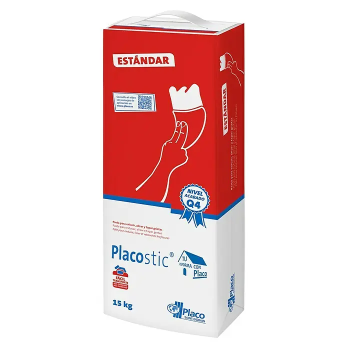 Placo Saint-Gobain Pasta de yeso Placostic Estándar - 15 kg, Apto para: Enlucido - Saco de yeso estándar Placo Placostic para alisar, reparar y cubrir grietas, 15 kg. ¡Consigue un acabado perfecto!