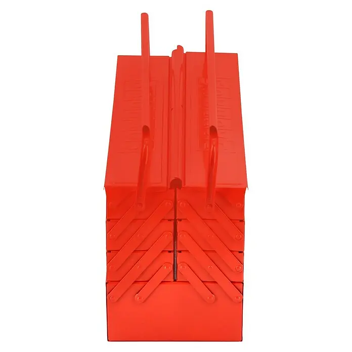 BAUHAUS Werkzeugkasten - L x B x H: 20 x 53 x 25 cm - Roter Werkzeugkasten mit mehreren Fächern, ideal für die Aufbewahrung von Werkzeugen und Zubehör.