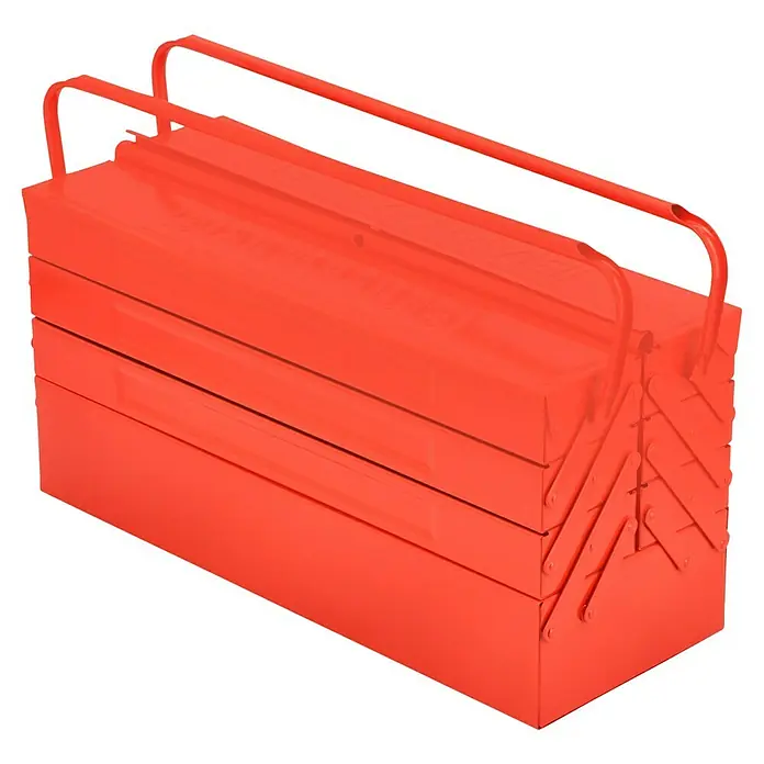 BAUHAUS Werkzeugkasten - L x B x H: 20 x 53 x 25 cm - Roter Werkzeugkasten mit mehreren Fächern und Tragegriff, ideal für die Aufbewahrung von Werkzeugen und Zubehör.