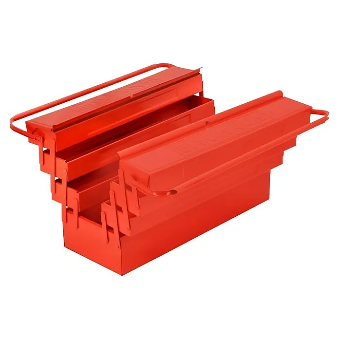 BAUHAUS Werkzeugkasten - L x B x H: 20 x 53 x 25 cm - Roter Werkzeugkasten mit mehreren Fächern zur Aufbewahrung von Werkzeugen und Zubehör. Robust und ideal für Handwerker.
