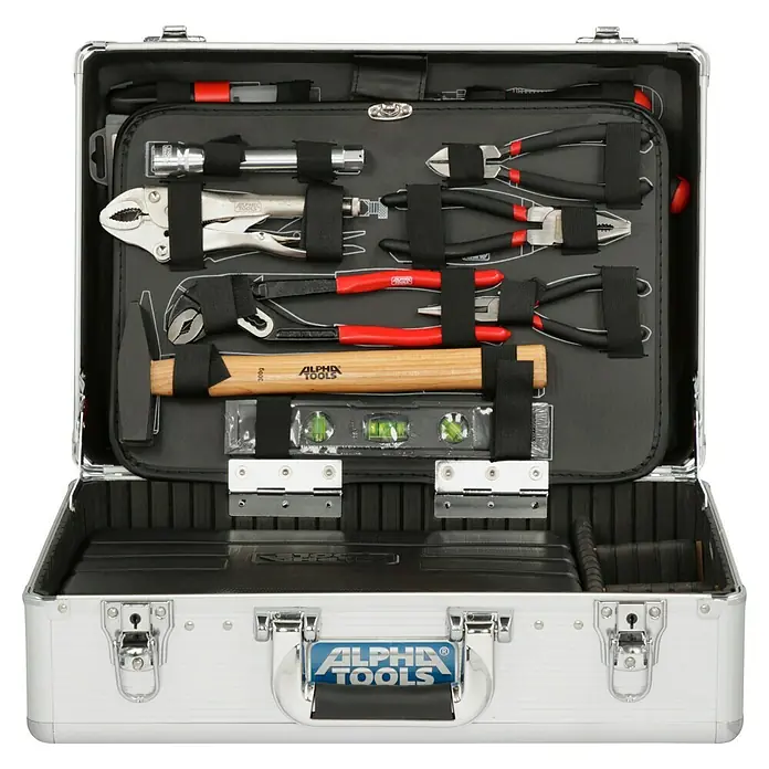 Alpha Tools Werkzeugkoffer Big Box - L x B x H: 450 x 305 x 167 mm, 119 -tlg. - Werkzeugkoffer von Alpha Tools mit diversen Werkzeugen ordentlich verstaut. Ideal für Handwerker und Heimwerker.