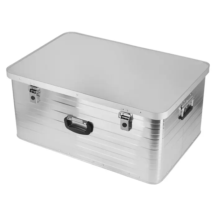 Wisent Aufbewahrungs- & Transportbox - Fassungsvermögen: 133 l - Silberfarbener Aluminium-Transportkoffer mit Griff und Verschlüssen zur sicheren Aufbewahrung und zum Transport von Gegenständen.