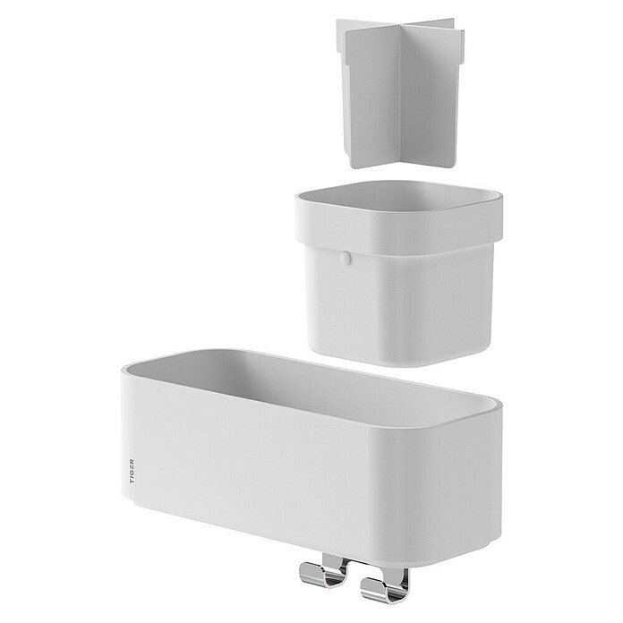 Tiger Doucherek met haak en houder 2-Store (10,8 x 24,9 x 15,7 cm, Wit) | BAUHAUS