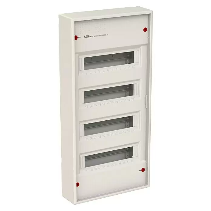 ABB - Striebel & John Aufputz-Verteiler AK648N4 + Tür AZT640Anzahl Reihen: 4 Stk., 33,9 x 70,3 cm, Weiß, RAL 9016