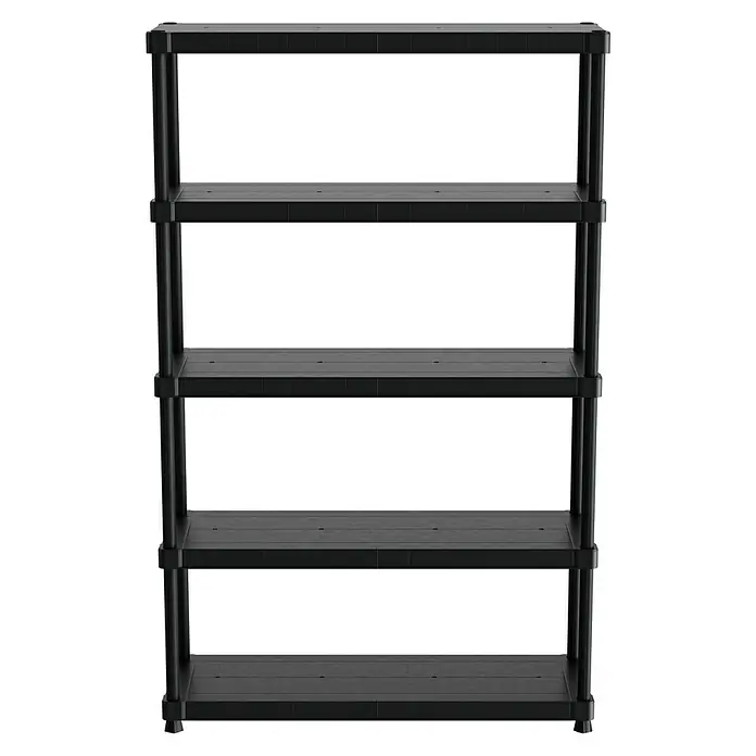 Regalux Kunststoffregal - H x B x T: 187 x 120 x 40 cm, Traglast pro Boden: 70 kg, Anzahl Böden: 5 Stk., Stecken, Schwarz - Schwarzes Regal mit fünf Ebenen, ideal zur Aufbewahrung und Organisation von Gegenständen im ganzen Haus. Das Regal ist robust und langlebig.
