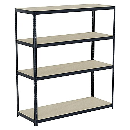 Regalux Schwerlastregal R250 (H x B x T: 180 x 160 x 60 cm, Traglast pro Boden: 250 kg, Anzahl Böden: 4 Stk., Stecken, Grau)