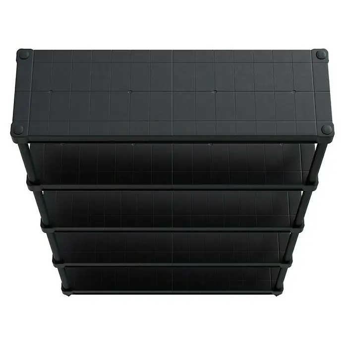 Regalux Kunststoffregal - H x B x T: 187 x 120 x 40 cm, Traglast pro Boden: 70 kg, Anzahl Böden: 5 Stk., Stecken, Schwarz - Schwarzes Regalsystem mit vier Ebenen. Das robuste Regal eignet sich ideal zur Aufbewahrung und Organisation verschiedener Gegenstände.