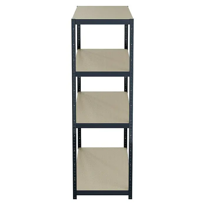 Regalux Schwerlastregal R250 - H x B x T: 180 x 160 x 60 cm, Traglast pro Boden: 250 kg, Anzahl Böden: 4 Stk., Stecken, Grau - Ein stabiles Metallregal mit vier Regalböden in neutralem Farbton, ideal für Lagerung und Organisation in Werkstatt oder Lager.