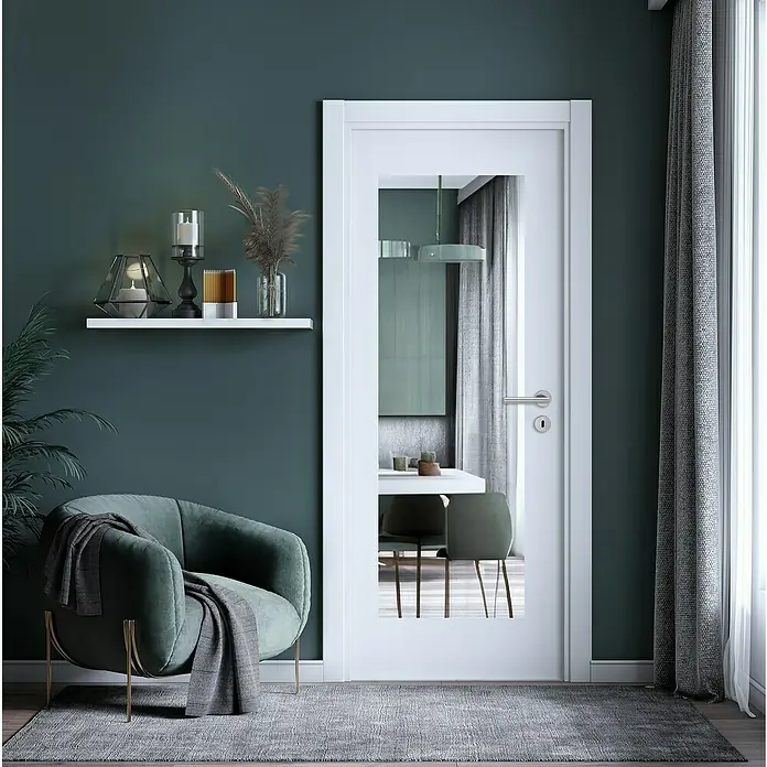 Diamond Doors Lichtausschnitt - Clear, 535 x 1.420 mm - Elegante weiße Tür mit Glaseinsatz. Die Tür ist ein echter Hingucker und passt perfekt in moderne Wohnräume.