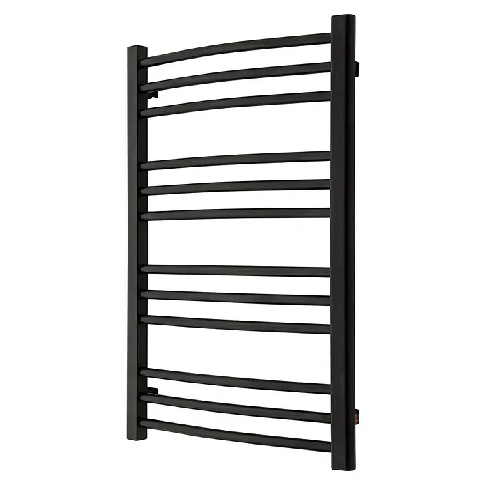 TVS Design Badheizkörper Nemo 12-600 - B x H: 610 x 785 mm, Wärmeleistung bei Vorlauftemperatur von 75 °C (D: 50): 184 W, Schwarz - Ein eleganter, schwarzer Handtuchwärmer mit vielen Heizstäben, der Wärme und Stil in jedes Badezimmer bringt. Perfekt zum Trocknen von Handtüchern.