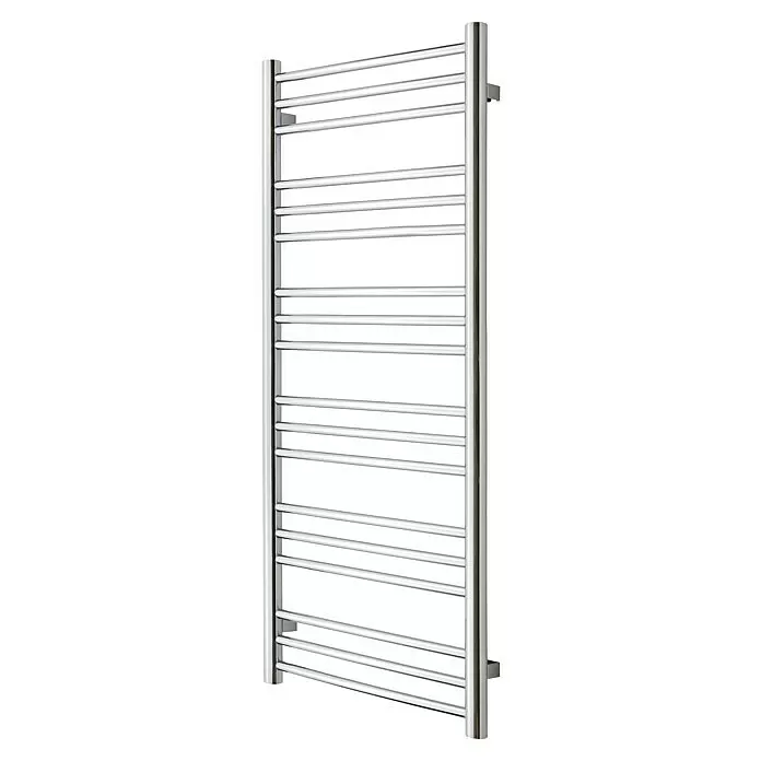 TVS Design Badheizkörper Pivo 18-500 - B x H: 500 x 1.195 mm, Wärmeleistung bei Vorlauftemperatur von 75 °C (D: 50): 155 W, Chrom - Chromfarbener Handtuchwärmer mit mehreren horizontalen Stangen zum Trocknen von Handtüchern.