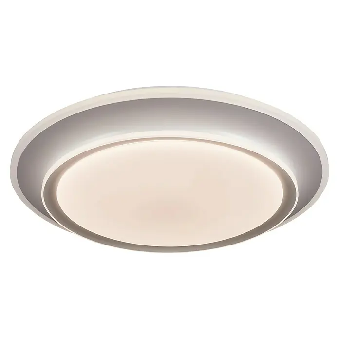 MegaLight LED-Deckenleuchte rund Galatea - 45 W, Ø x H: 50 x 7,5 cm, Weiß, Mehrfarbig - Nahaufnahme einer modernen runden Deckenleuchte mit einem glatten, minimalistischen Design und sanfter, gleichmäßiger Beleuchtung.
