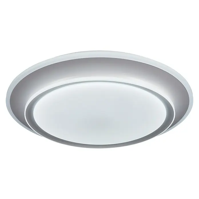 MegaLight LED-Deckenleuchte rund Galatea - 45 W, Ø x H: 50 x 7,5 cm, Weiß, Mehrfarbig - Nahaufnahme einer modernen, runden Deckenleuchte mit einem schlanken, weißen Design und sanfter Beleuchtung.