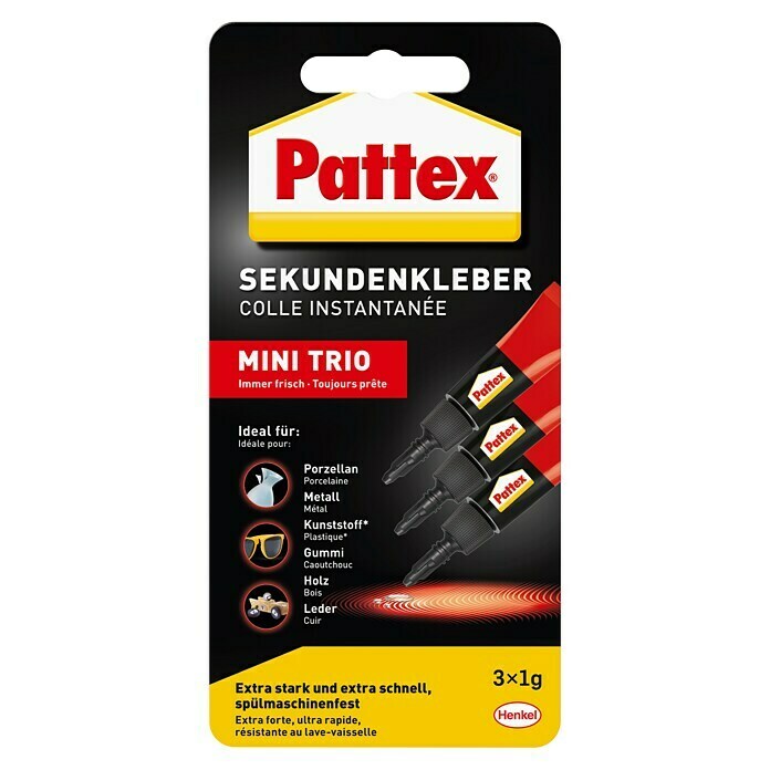 Pattex Sekundenkleber Mini Trio (3 x 1 g, Flüssig)