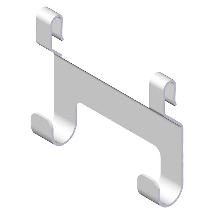 Lundbergs Doppelhaken - L x B x H: 19 x 94 x 81 mm, Weiß, Geeignet für: Kleiderstangen, 2 Stk. - Eine Nahaufnahme eines Türhänger-Organizers aus Metall mit zwei Haken zum Aufhängen von Gegenständen.