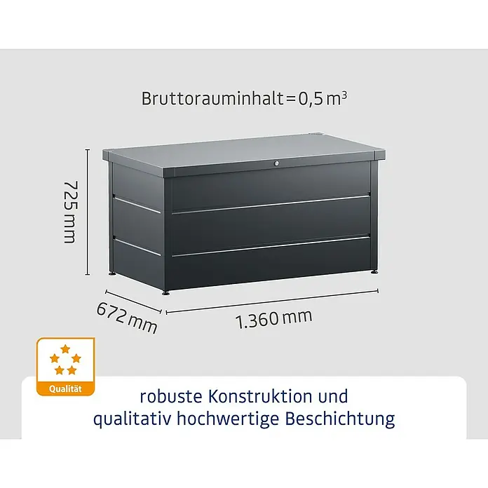 Hörmann EcoStar Gartenbox Elegant136 x 67,2 x 72,5 cm, Anthrazit, Stahl