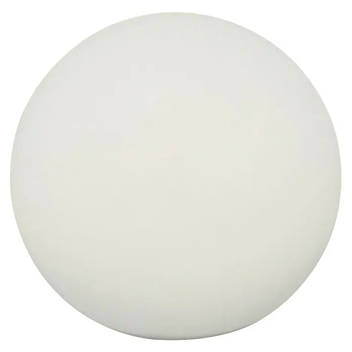 Trio Lighting Lámpara de diseño para exterior Bahamas - Diámetro: 25 cm, IP44 - Primer plano de una pelota de ping pong blanca y brillante, con detalles de sombreado sutiles.