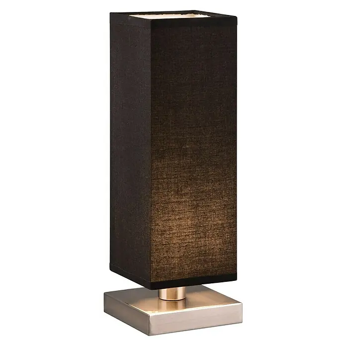 Trio Lighting Lámpara de sobremesa decorativa Touch - 60 W, L x An x Al: 12 x 12 x 35,5 cm, Gris/Negro, E14 - Elegante lámpara de mesa cúbica con pantalla oscura y base metálica cuadrada. Perfecta para una iluminación estilosa.